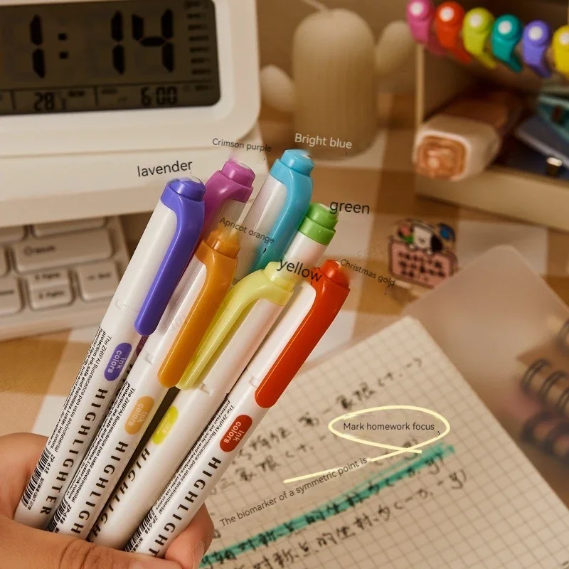 5 ألوان/صندوق مزدوج الرأس قلم  - مراجعة Highlighter Set Pastel وسعره