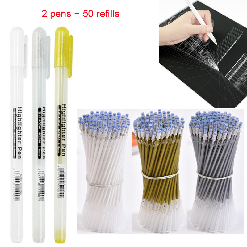 2 قطعة + 50 قطعة عبوات/مجموعة  - مراجعة Gel Ink Pen Set وسعره